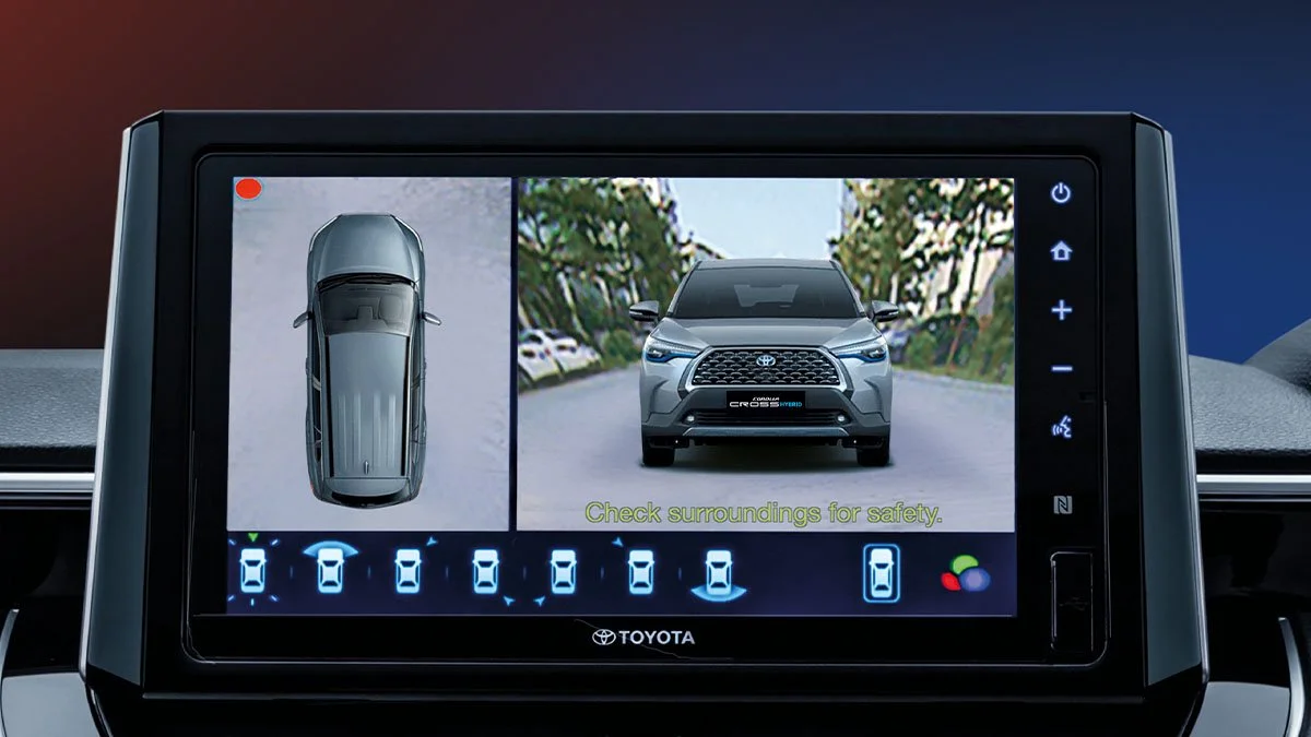 Corolla Cross Hybrid Electric is equipped with 3D Panoramic View Monitor (PVM)