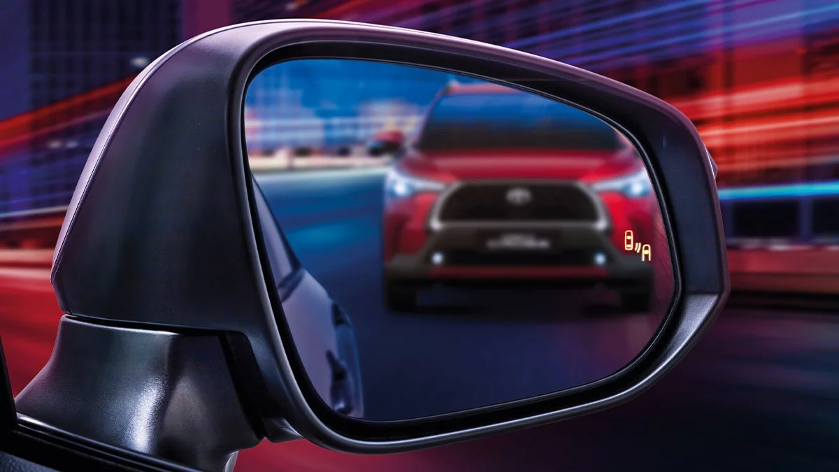 Toyota Corolla Cross Hybrid Electric is equipped with Blind Spot Monitor (BSM) with Rear Cross Traffic Alert (RCTA)