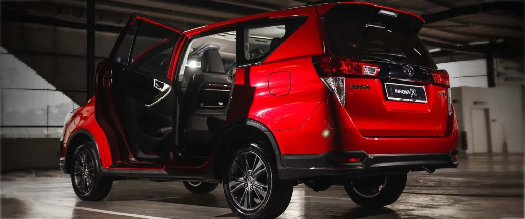 Toyota Innova accessibility demonstration with multiple door openings revealing comfortable cabin layout