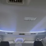 Toyota Innova roof console with ambient LED lighting and climate control vents for rear passenger comfort