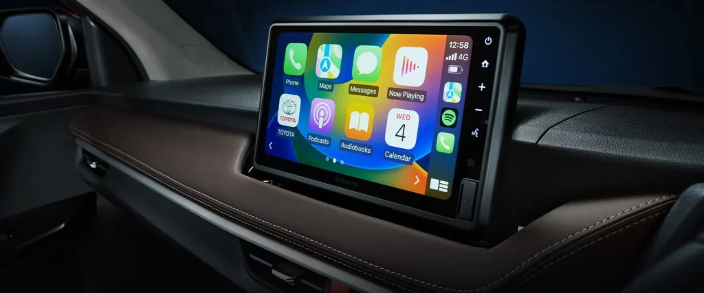 Car entertainment system in Toyota Vios featuring mobile device integration and app connectivity