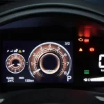 Toyota Vios digital instrument panel displaying speedometer, fuel gauge and vehicle information with ECO mod