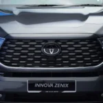 Toyota Innova Zenix front grille with honeycomb mesh design and LED headlights showcasing premium styling