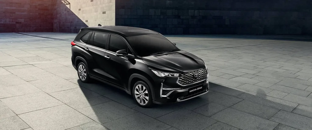 Toyota Innova Zenix exterior styling demonstration in urban environment with premium finish quality