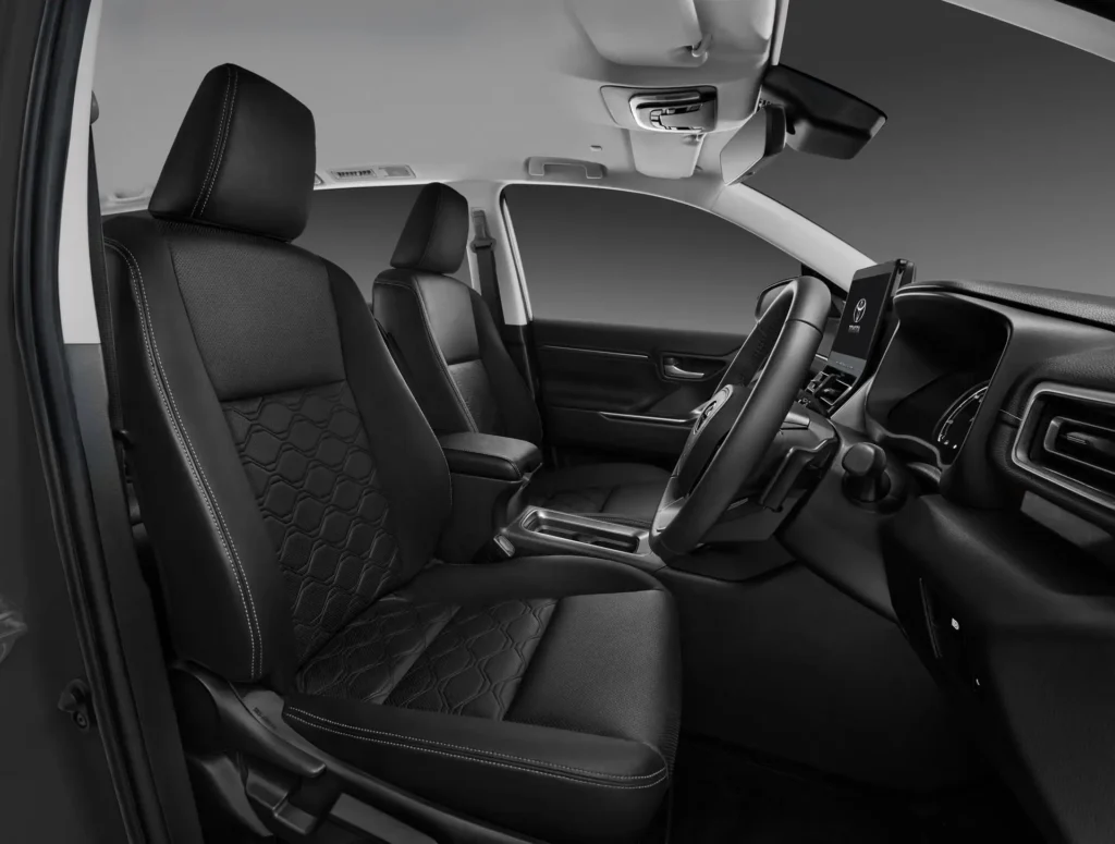 Toyota Innova Zenix front seats showcasing ergonomic design and comfort features