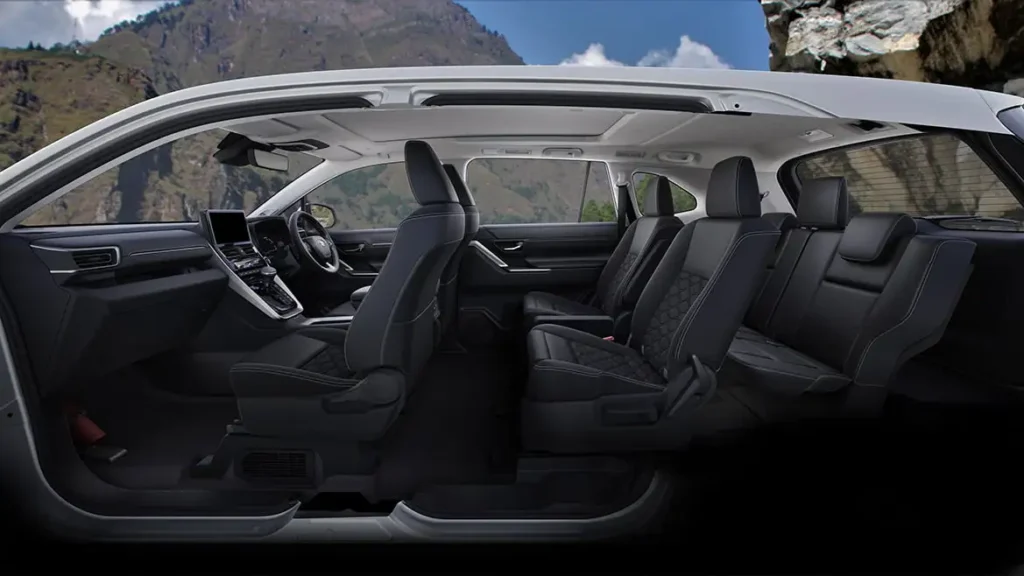 Toyota Innova Zenix Hybrid Electric complete interior cross-section showing spacious three-row seating layout