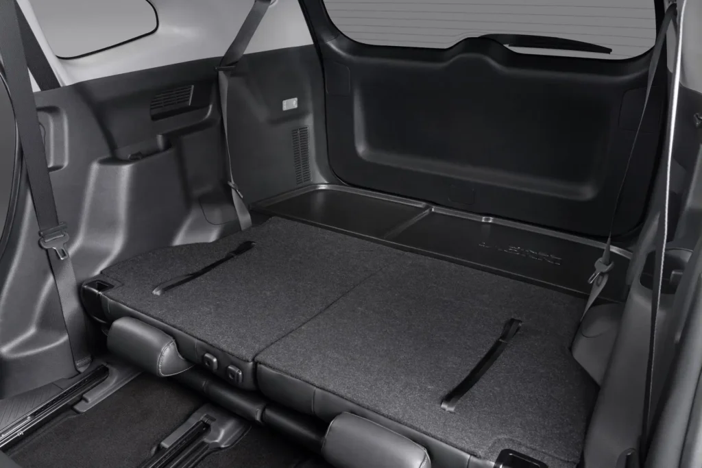 Toyota Innova Zenix cargo area with folded third-row seats creating maximum storage space configuration