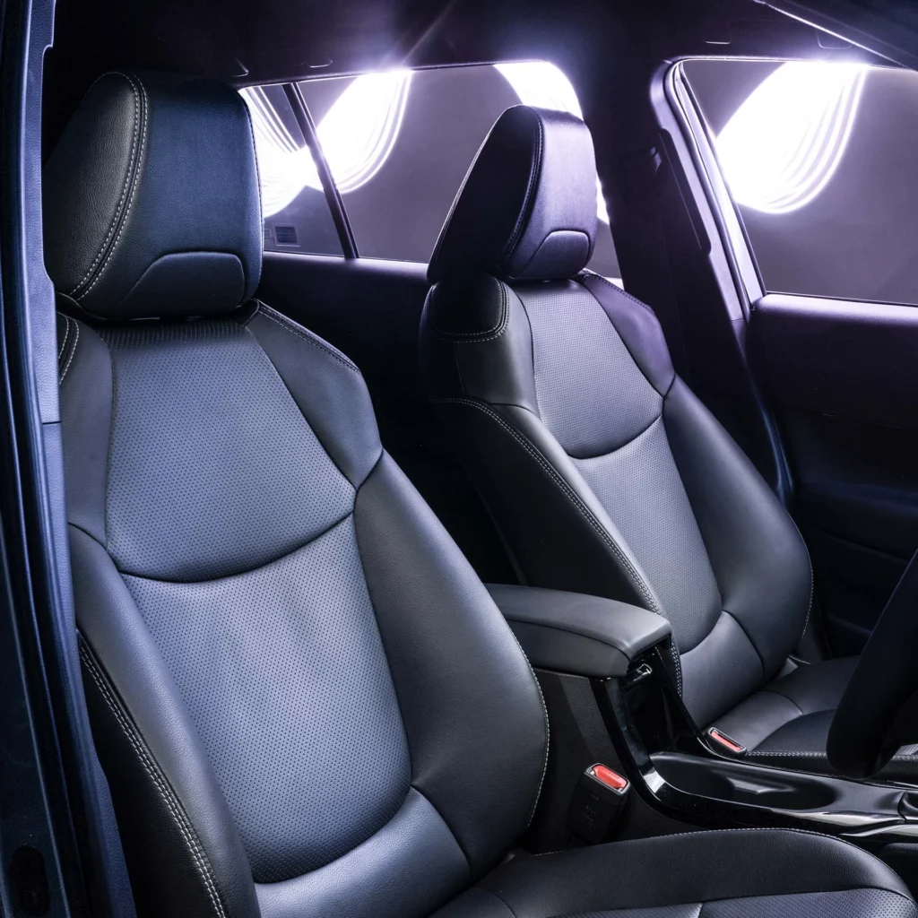 Toyota Corolla Cross Hybrid Electric front seats showing premium upholstery