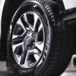 Toyota Fortuner alloy wheel detail showing multi-spoke design with brand center cap