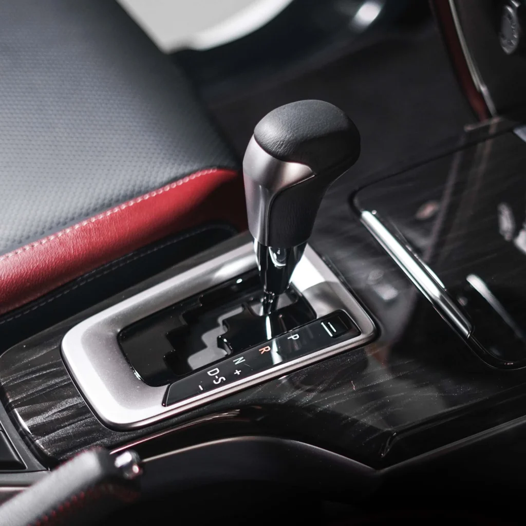 Close-up of Toyota Fortuner gear selector showing modern design with premium interior center console